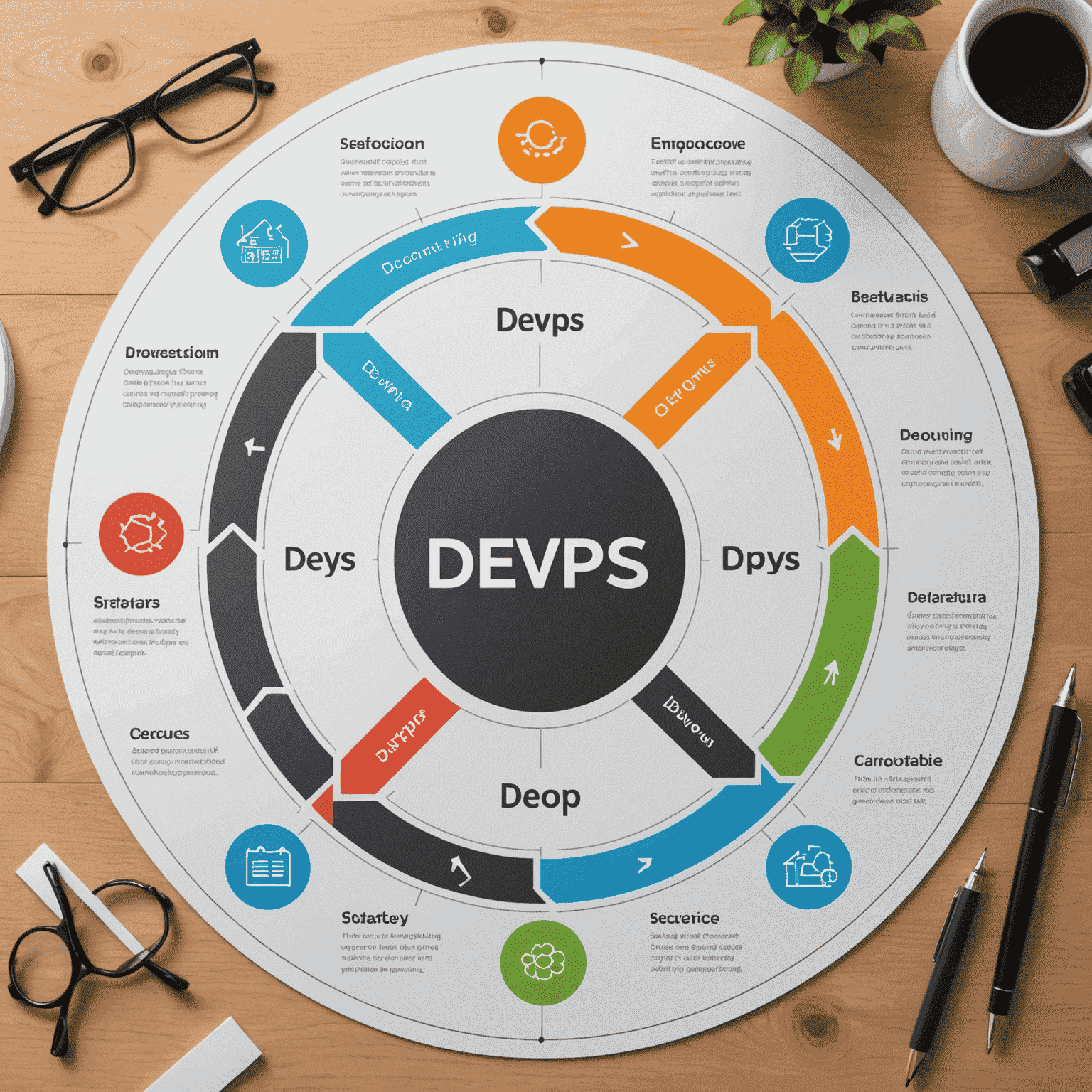 Obraz przedstawiający diagram cyklu DevOps i tablicę Scrum, symbolizujące metodologie DevOps i Agile